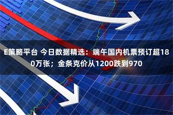E策略平台 今日数据精选：端午国内机票预订超180万张；金条克价从1200跌到970